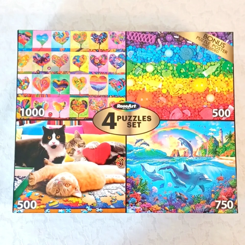 1000-piece puzzle +3 others Puzzles in 1 Set - Picture 1 of 13
